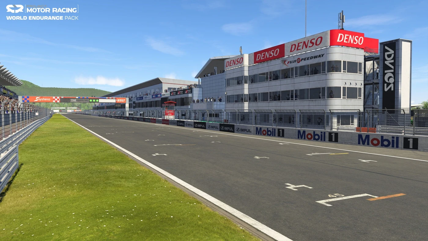 現代版Fuji Speedwayのスタート/ピット周辺を示す公式開発画面